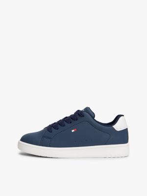 sneakers stringate con bandierina ricamata blu da gender-inclusive bambini tommy hilfiger