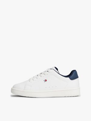 sneakers stringate con bandierina ricamata bianco da gender-inclusive bambini tommy hilfiger
