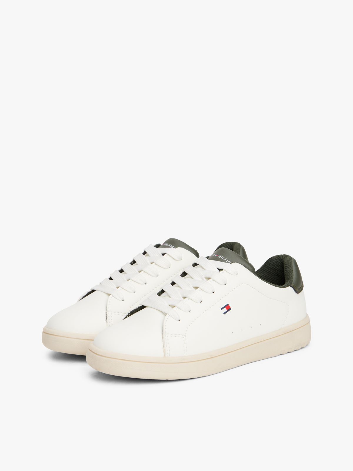 Flag Embroidery Lace-Up Trainers — White