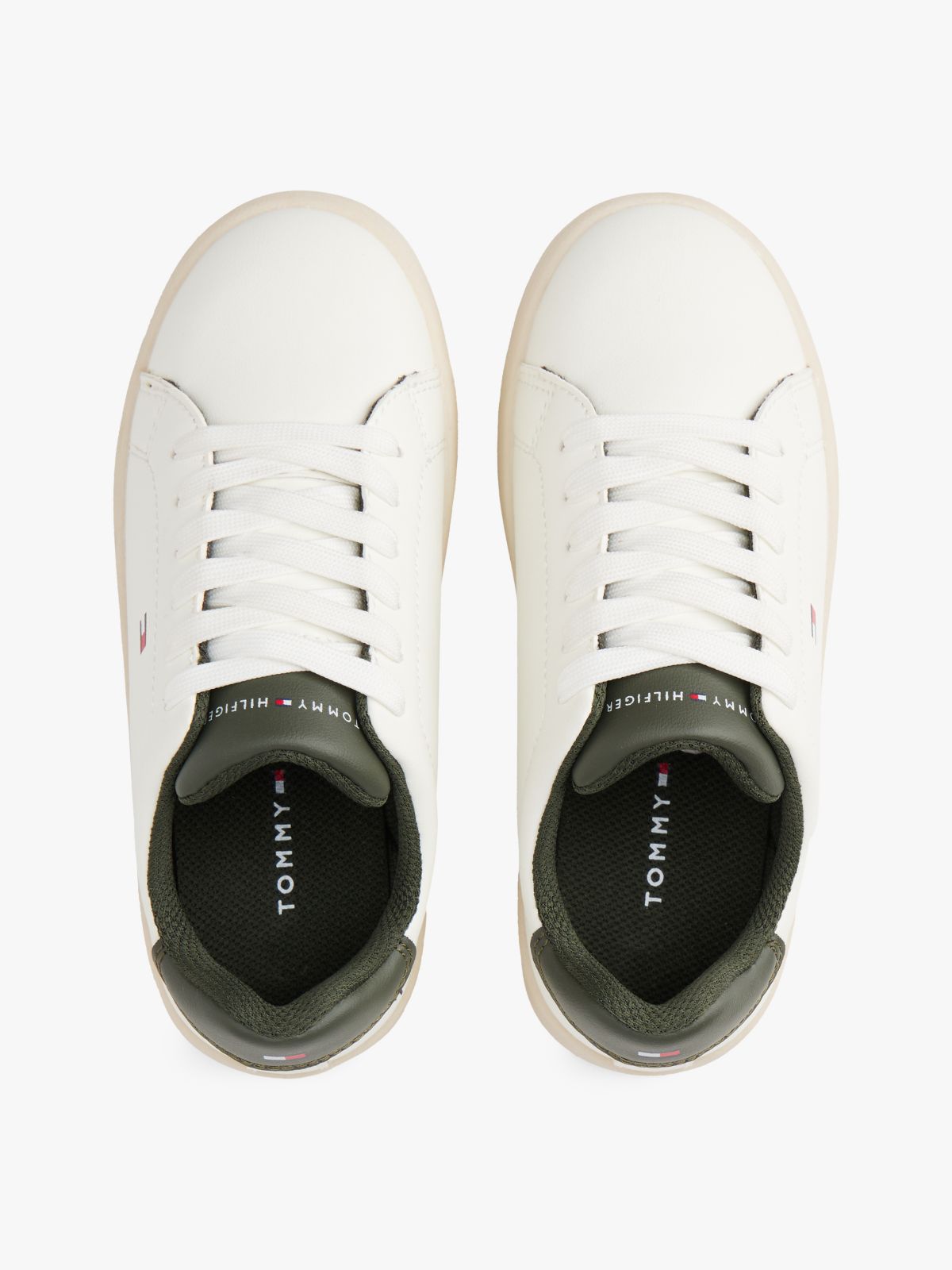 Flag Embroidery Lace-Up Trainers — White