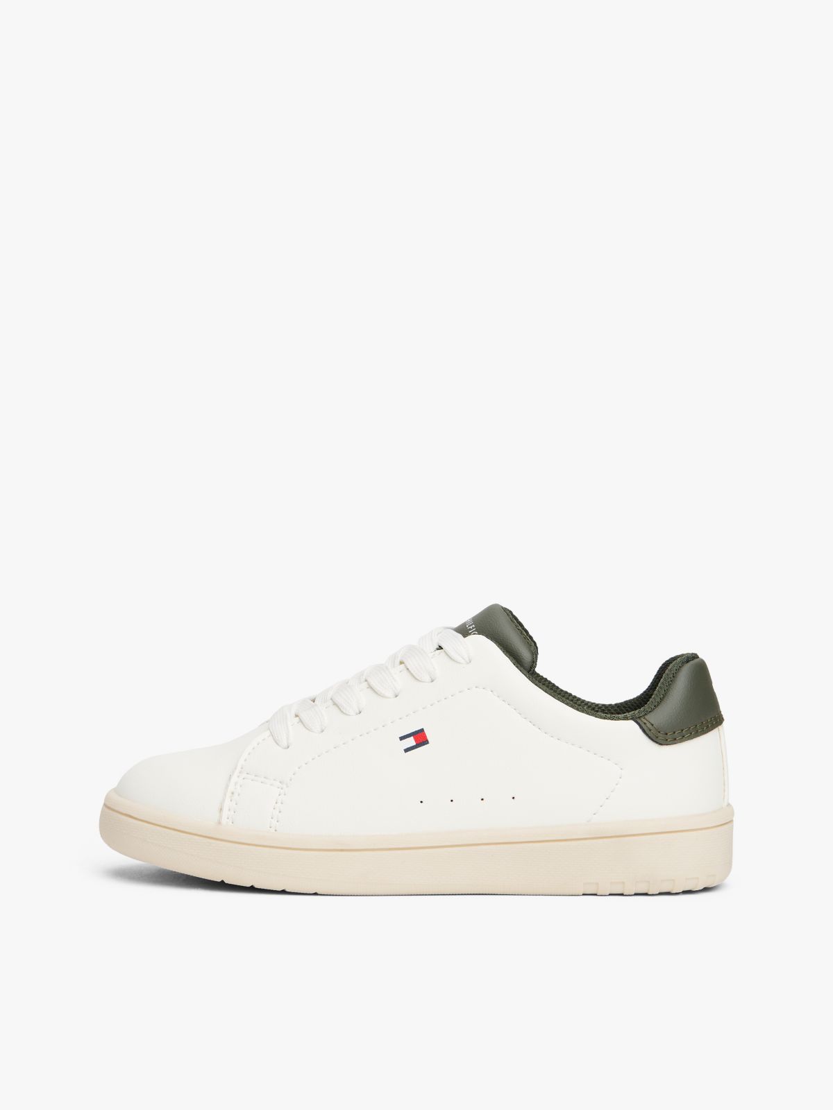 Flag Embroidery Lace-Up Trainers — White