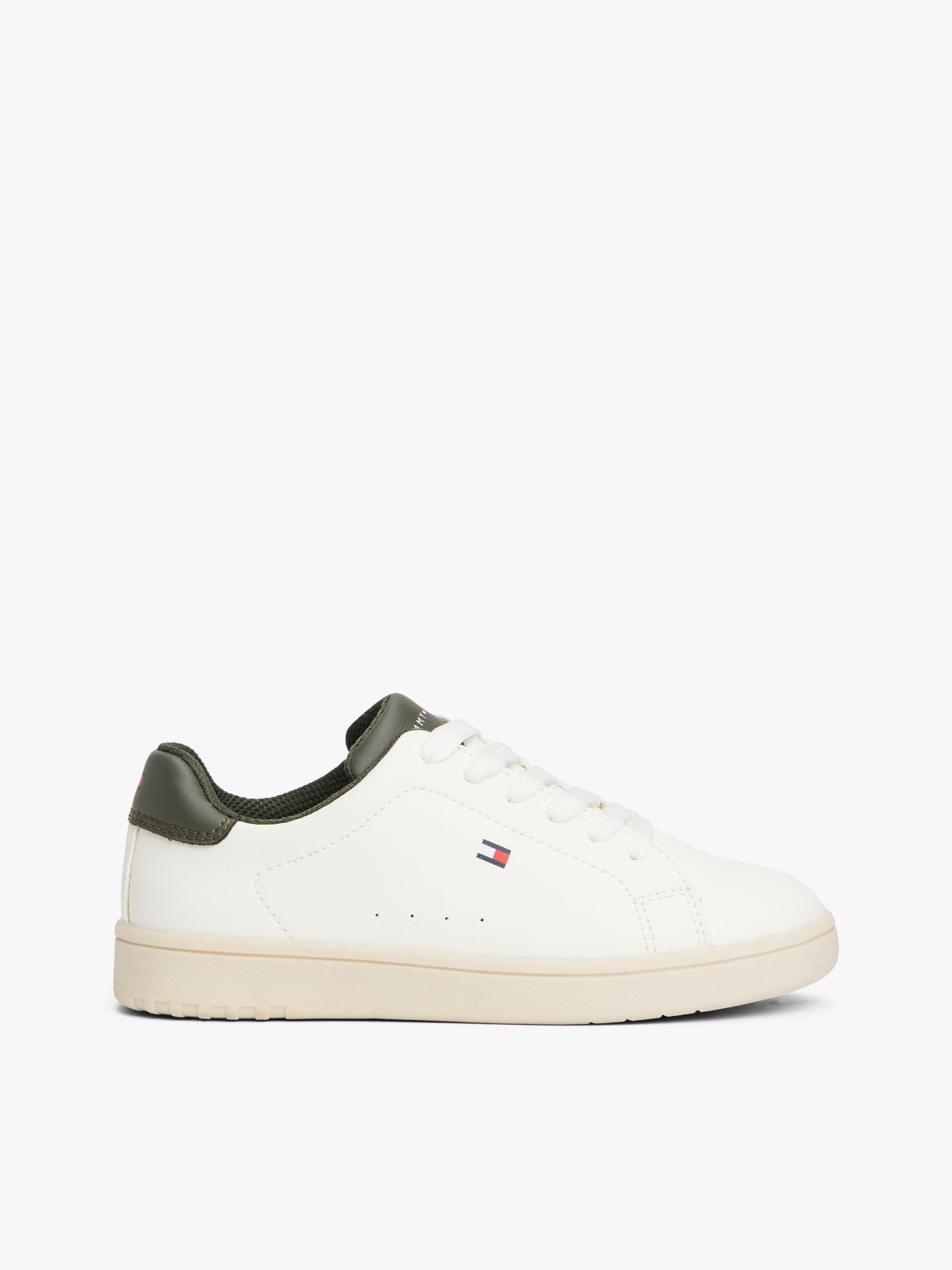Flag Embroidery Lace-Up Trainers — White