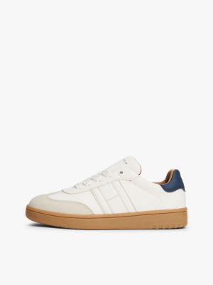beige tonal flag trainers for kids gender inclusive tommy hilfiger