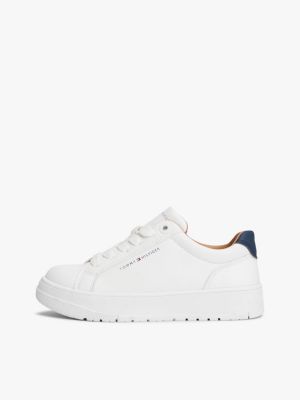 baskets contrastées zippées blanc pour enfants genre inclusif tommy hilfiger