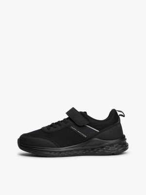 black logo hook and loop trainers for kids gender inclusive tommy hilfiger