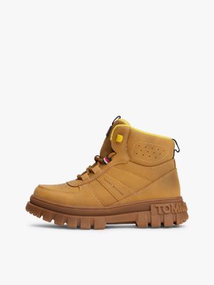 bottines crantées à drapeau jaune pour enfants genre inclusif tommy hilfiger