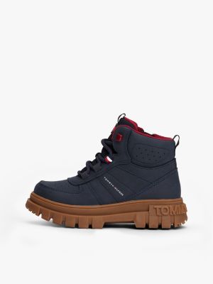 blau rutschhemmender ankle boot mit flag für gender-inclusive kinder - tommy hilfiger