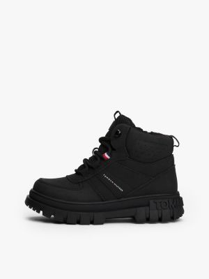 schwarz rutschhemmender ankle boot mit flag für gender-inclusive kinder - tommy hilfiger