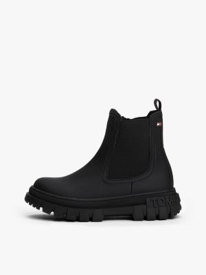 black cleat zip-up chelsea boots for kids gender inclusive tommy hilfiger