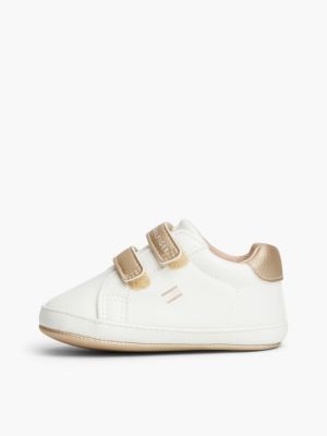 white tonal flag metallic trainers for girls tommy hilfiger