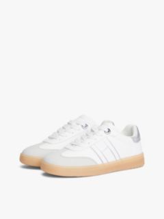 Metallic Flag Mixed Texture Trainers — White 2