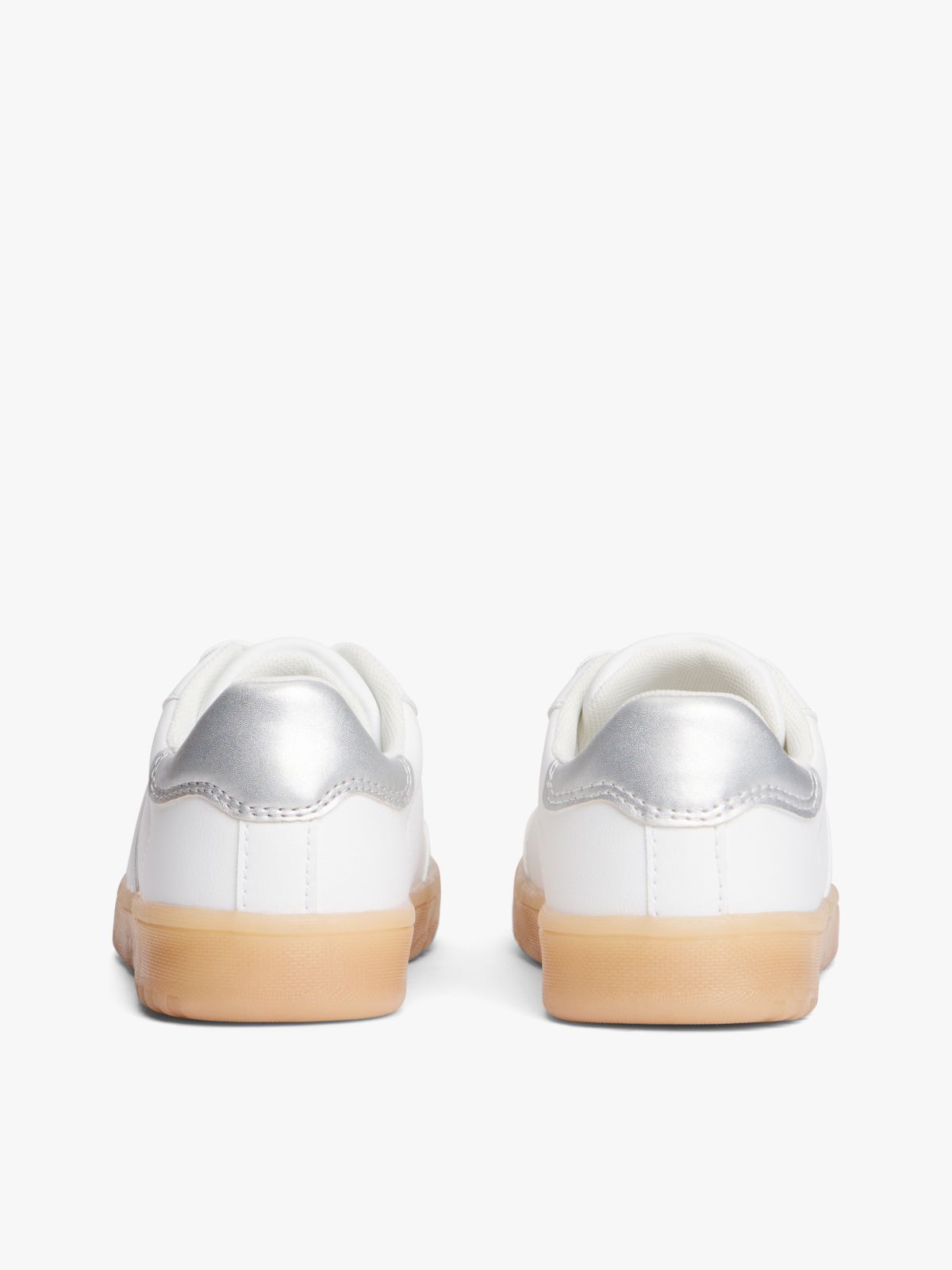 Metallic Flag Mixed Texture Trainers — White