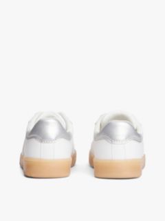 Metallic Flag Mixed Texture Trainers — White 4