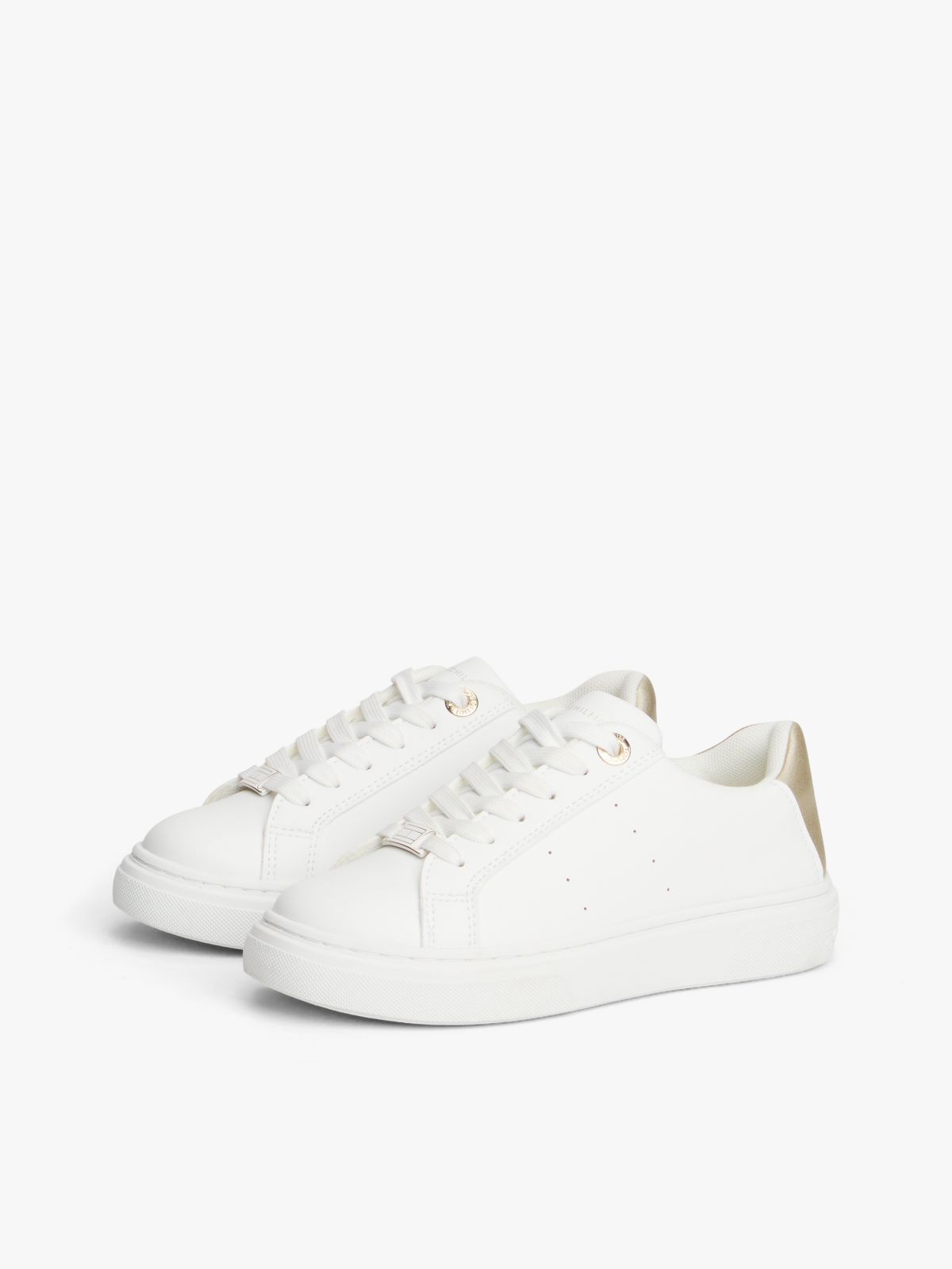 Flag Charm Metallic Trainers — White