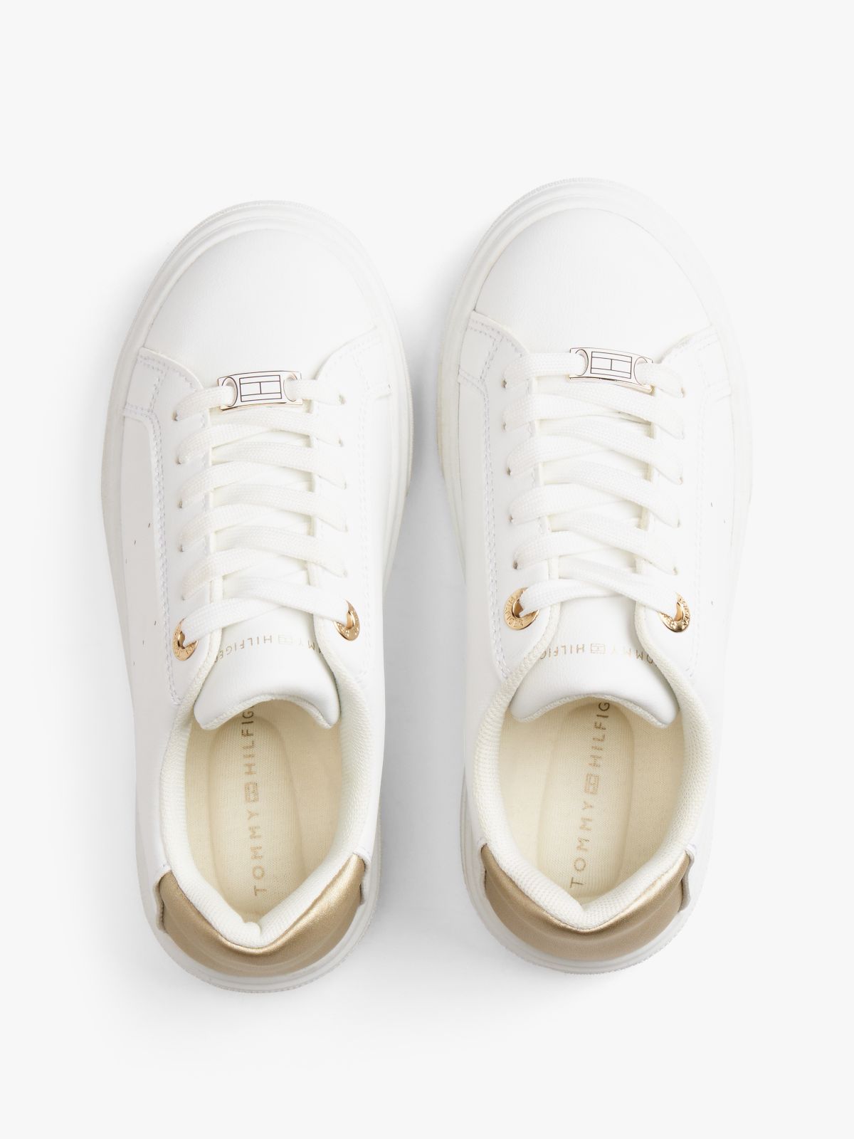 Flag Charm Metallic Trainers — White