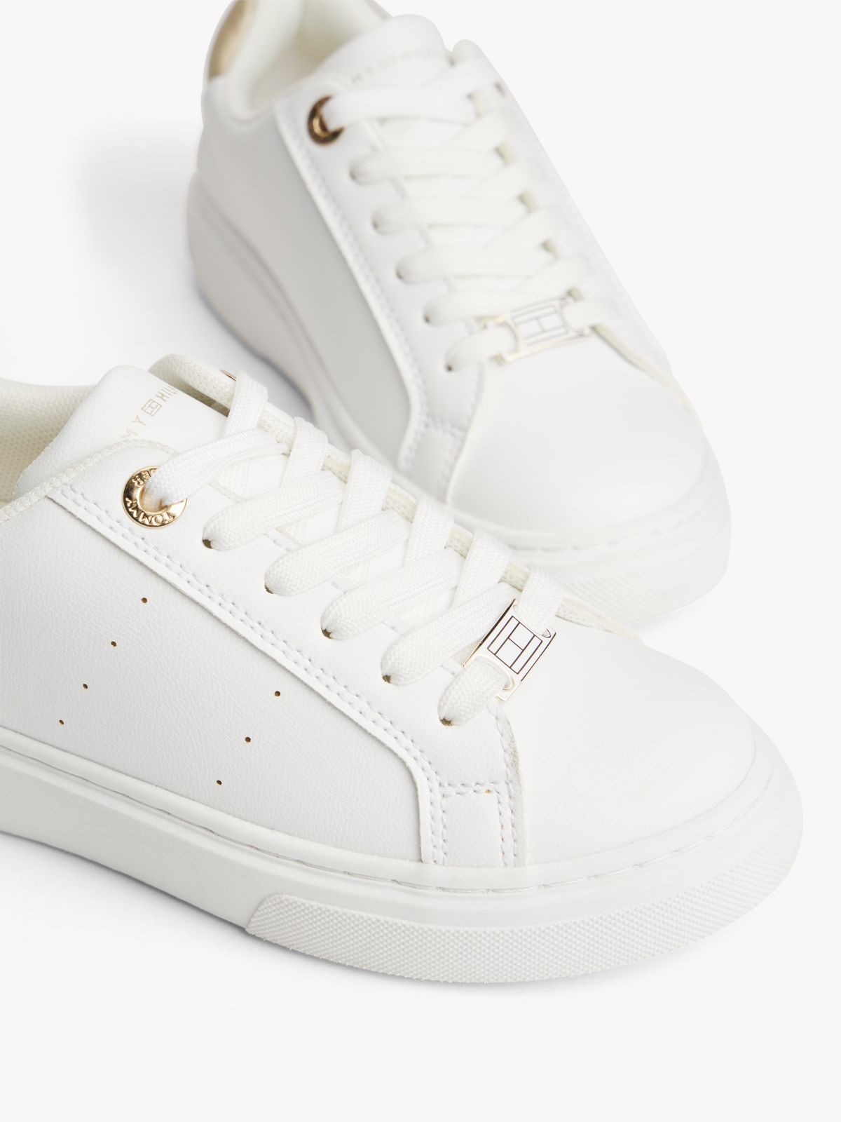 Flag Charm Metallic Trainers — White