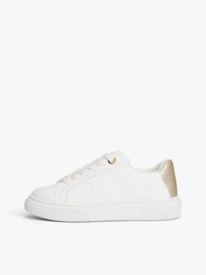 white flag charm metallic trainers for girls tommy hilfiger