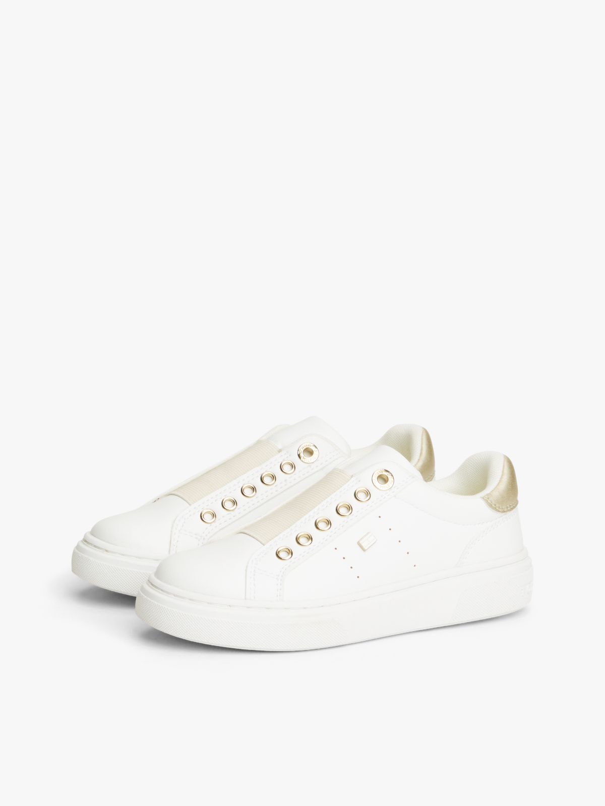 Metallic Flag Slip-On Trainers — White