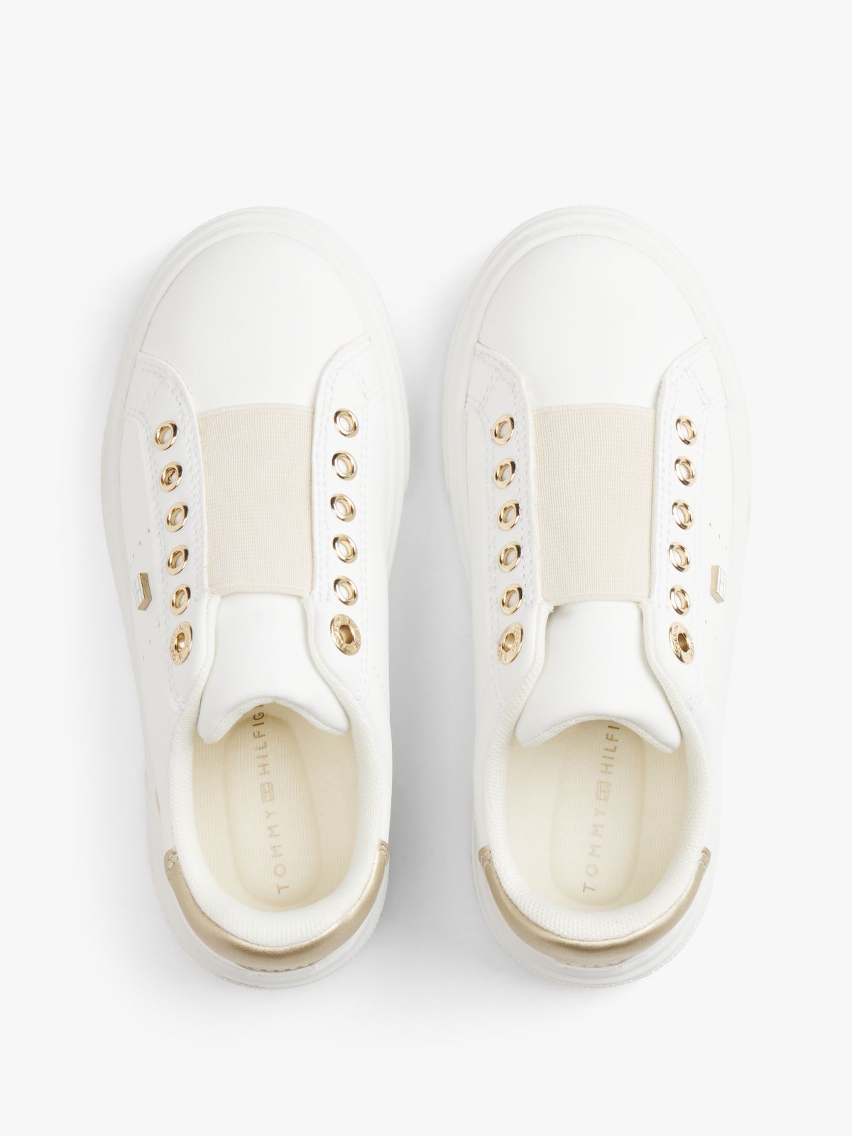 Metallic Flag Slip-On Trainers — White
