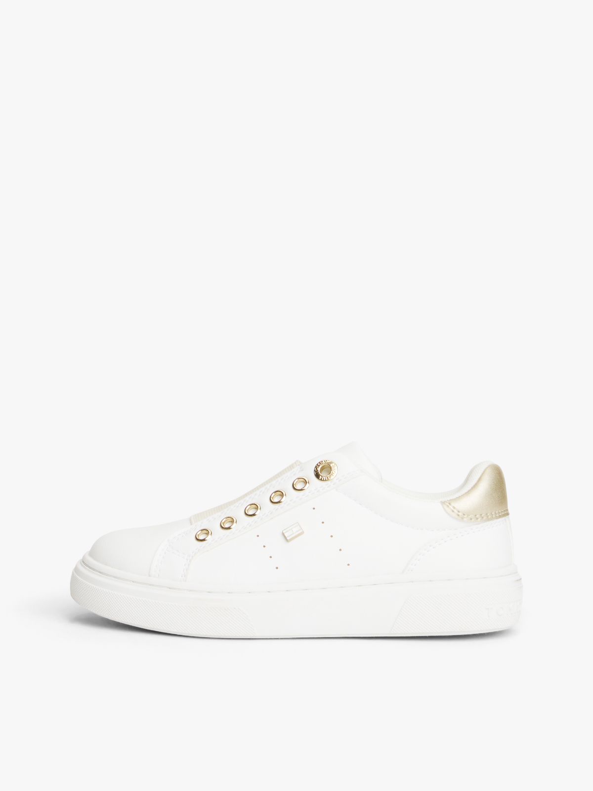 Metallic Flag Slip-On Trainers — White