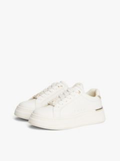 TH Monogram Plaque Platform Trainers — White 2