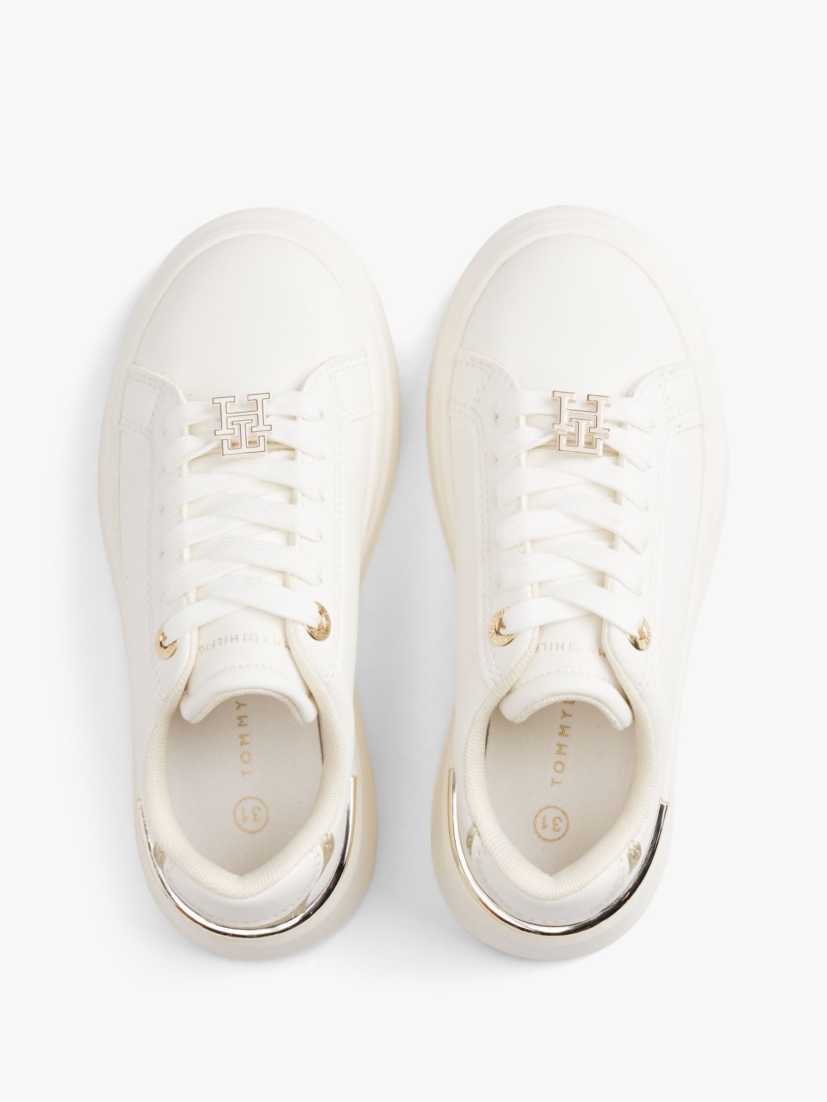 TH Monogram Plaque Platform Trainers — White