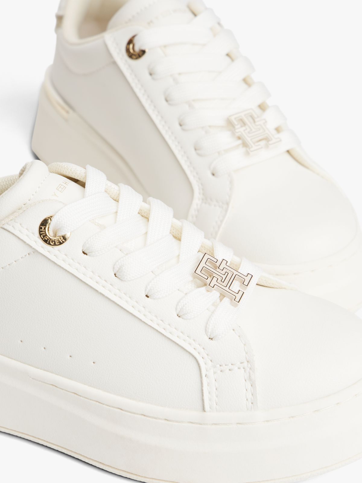 TH Monogram Plaque Platform Trainers — White
