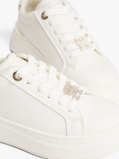 TH Monogram Plaque Platform Trainers — White 6