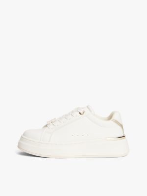 white th monogram plaque platform trainers for girls tommy hilfiger