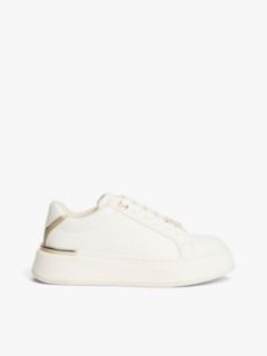 TH Monogram Plaque Platform Trainers — White 1