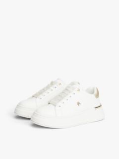 TH Monogram Metallic Heel Platform Trainers — White 2