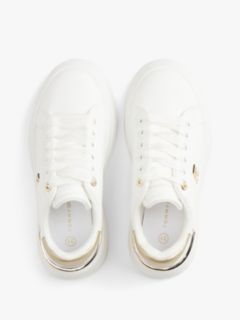 TH Monogram Metallic Heel Platform Trainers — White 3