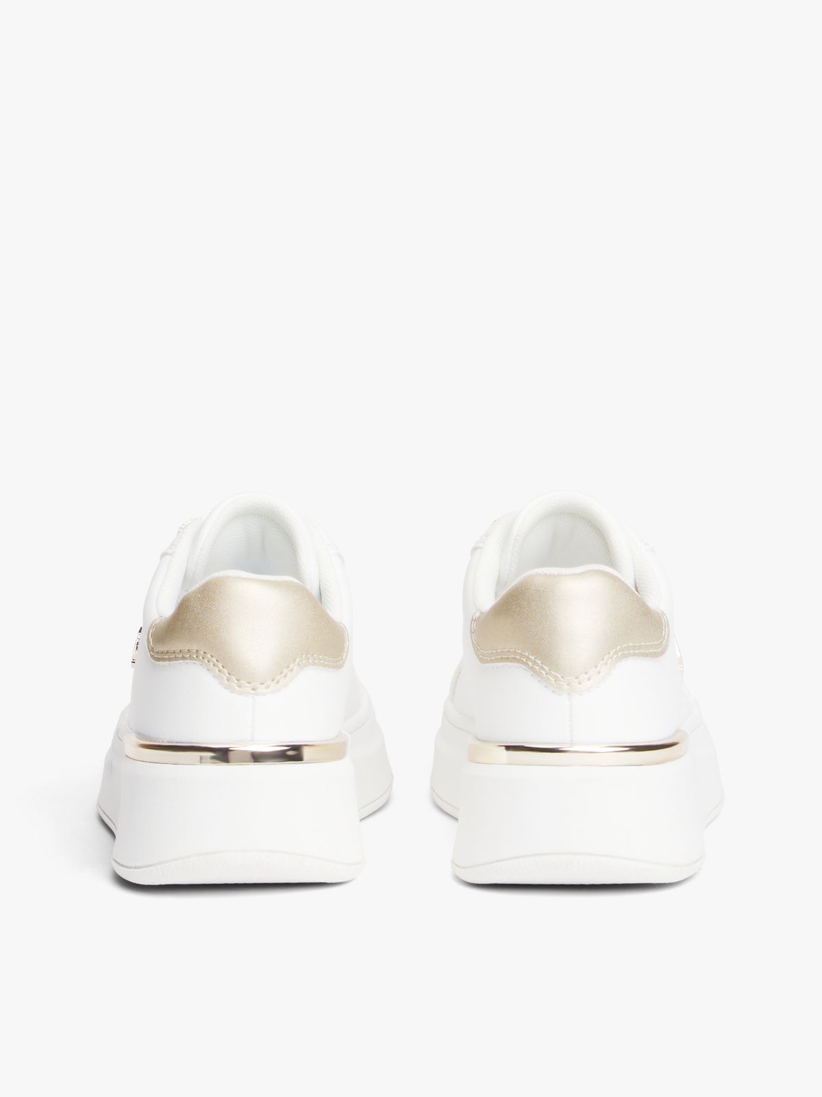 TH Monogram Metallic Heel Platform Trainers — White