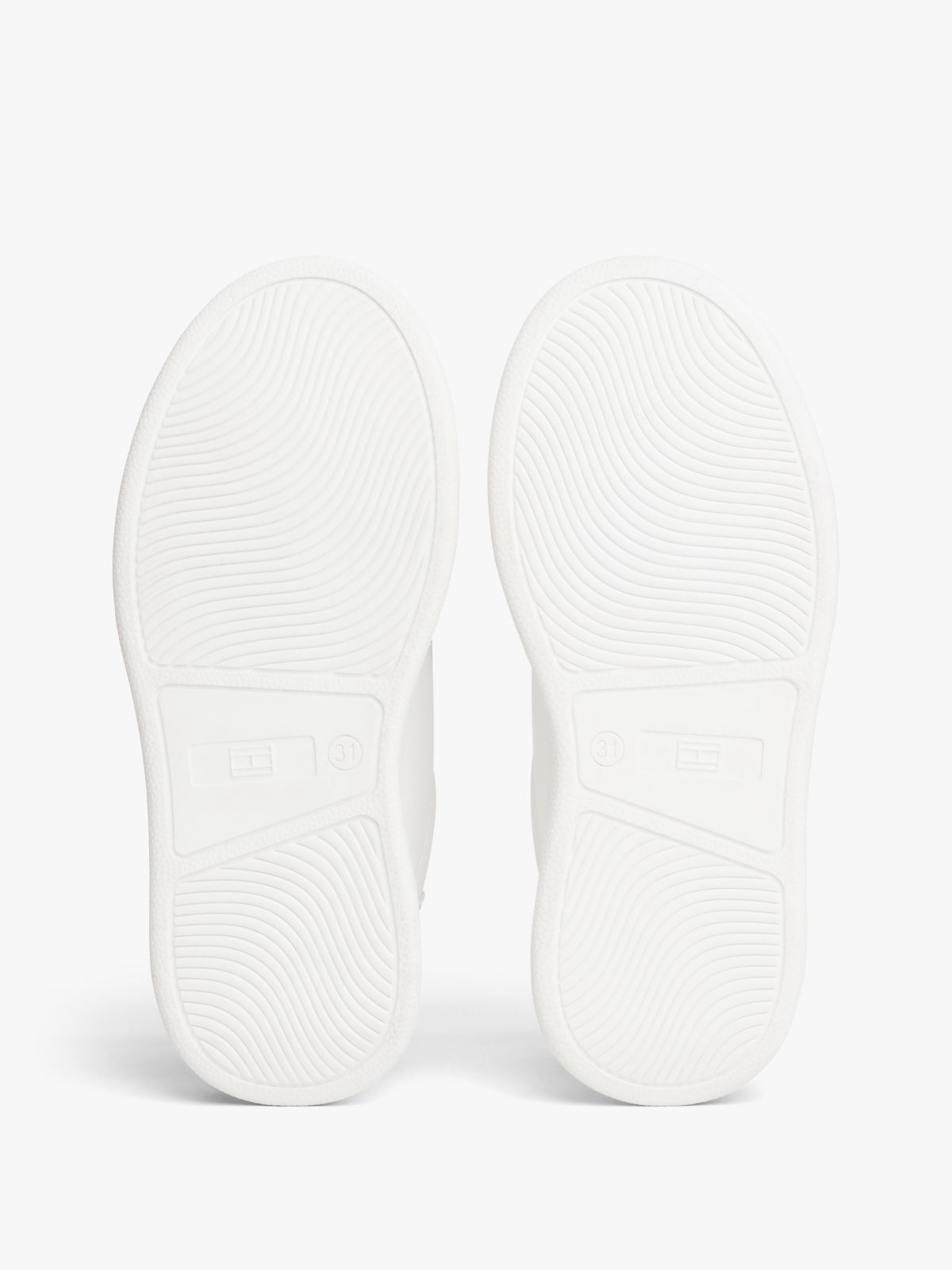 TH Monogram Metallic Heel Platform Trainers — White