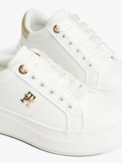 TH Monogram Metallic Heel Platform Trainers — White 6
