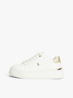 TH Monogram Metallic Heel Platform Trainers — White 7