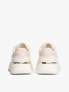 TH Monogram Metallic Heel Platform Trainers — Beige 4