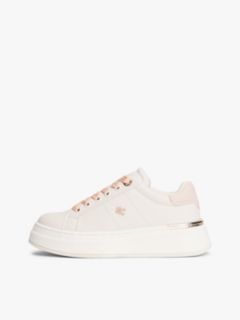 TH Monogram Metallic Heel Platform Trainers — Beige 7