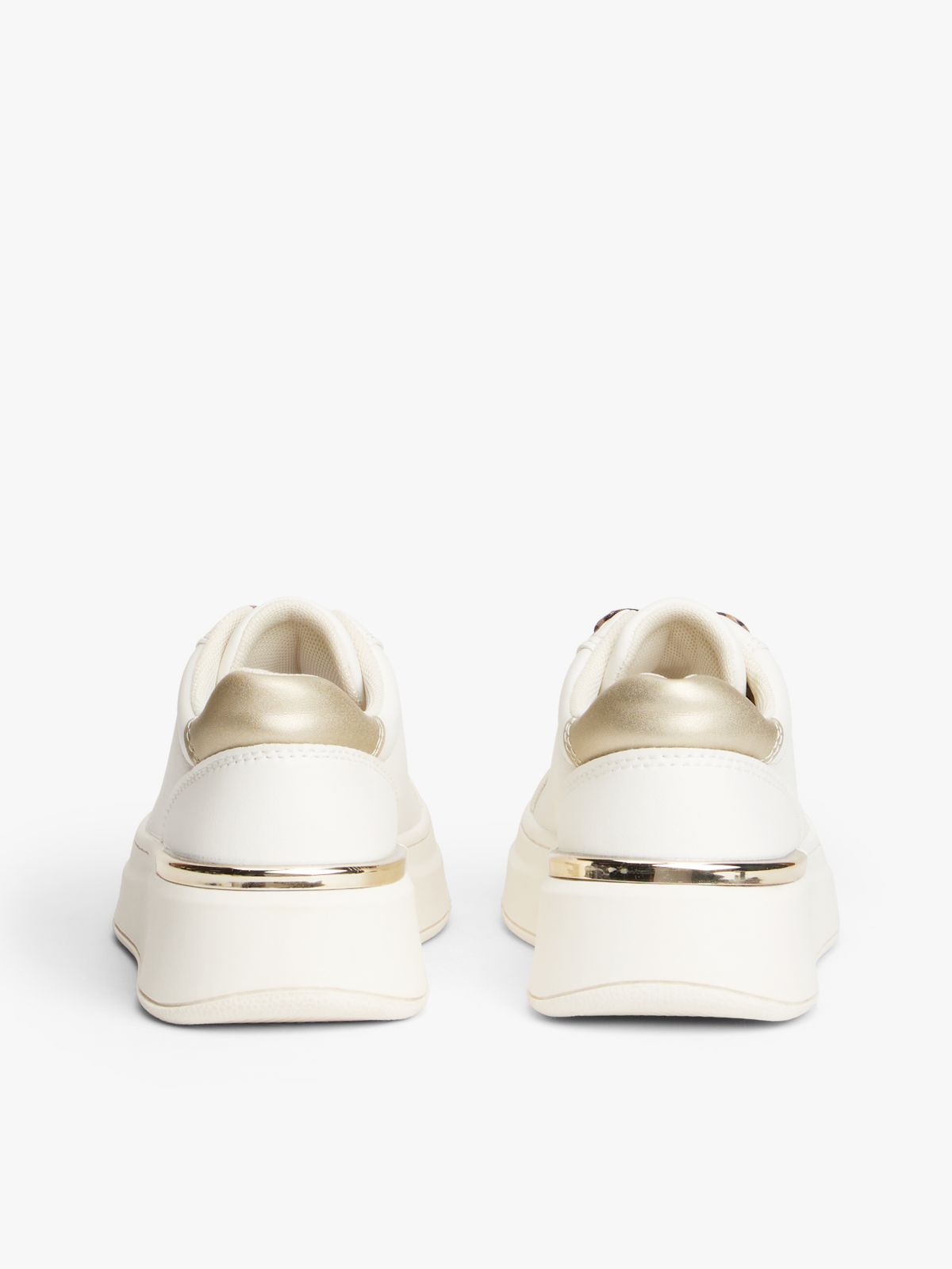 Leopard Print Laces Platform Trainers — White