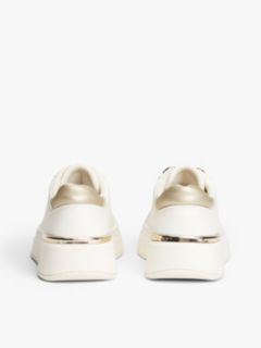 Leopard Print Laces Platform Trainers — White 4