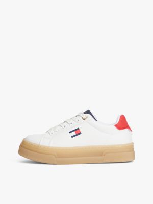 weiß platform-sneaker mit kontrast-details für mädchen - tommy hilfiger