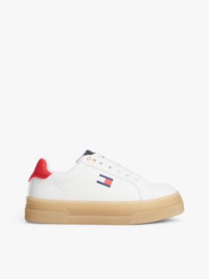 white platform-sneaker mit kontrast-details für mädchen - tommy hilfiger