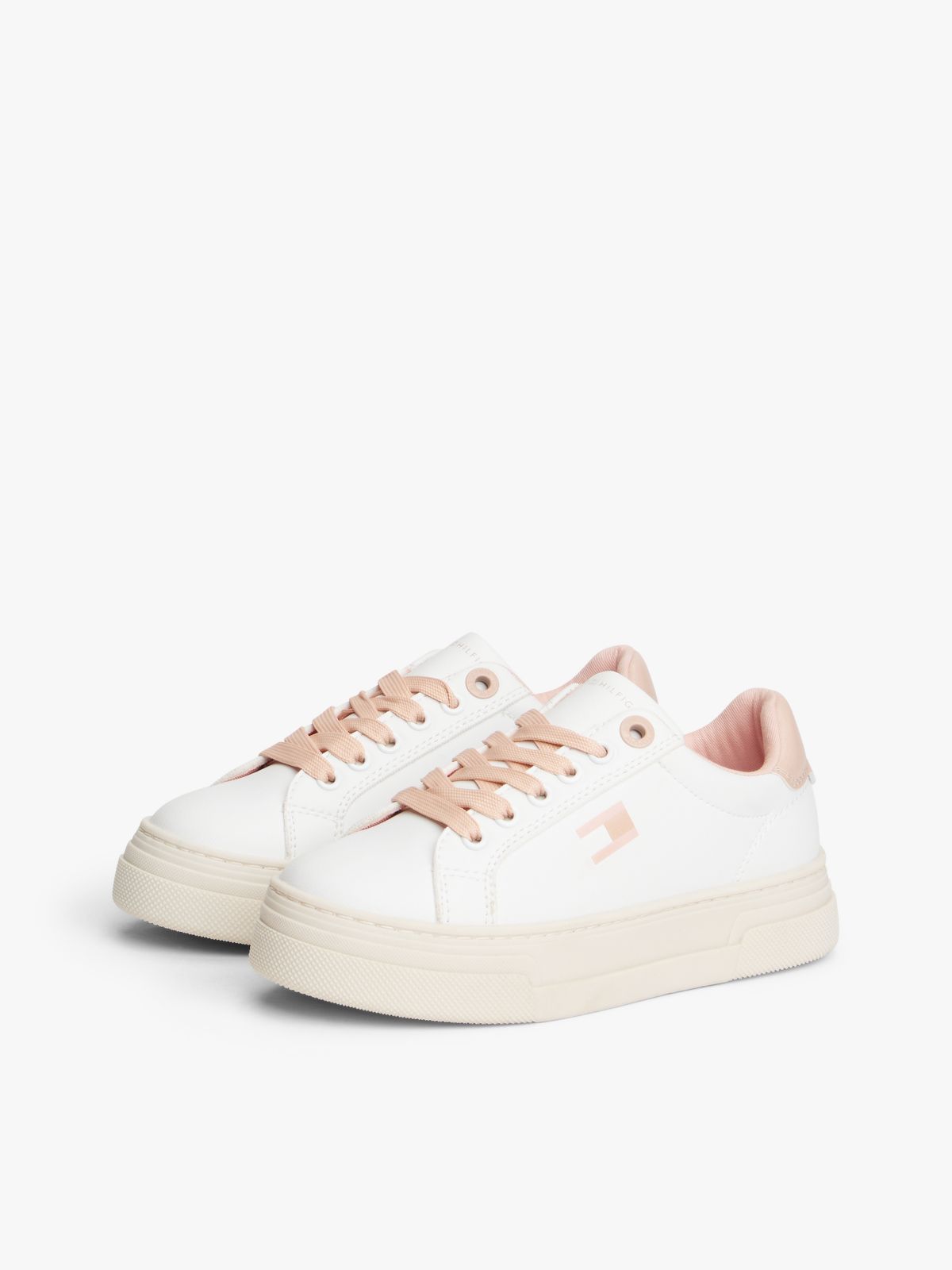 Contrast Heel Platform Trainers — White