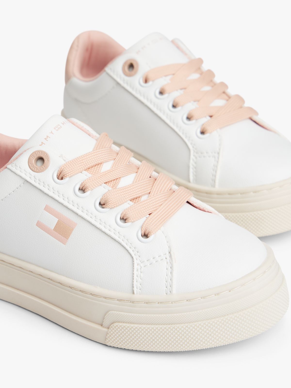 Contrast Heel Platform Trainers — White