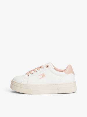 baskets compensées à talon contrasté blanc pour filles tommy hilfiger