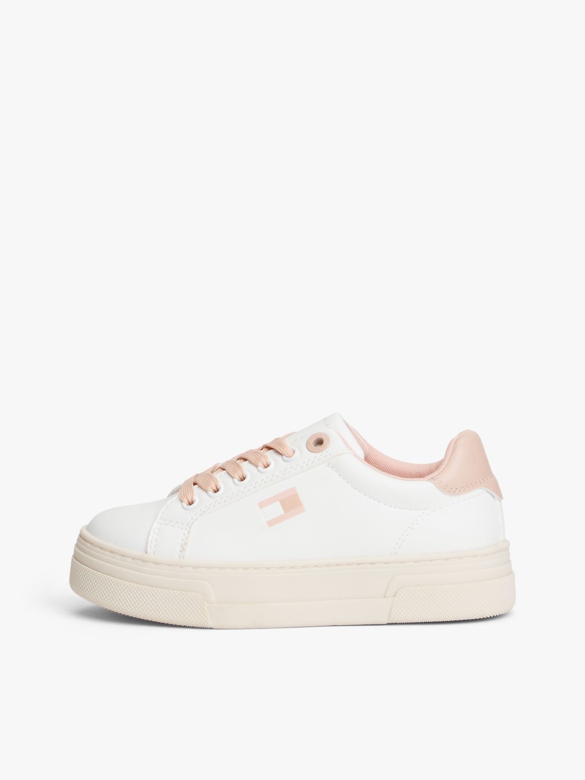 Contrast Heel Platform Trainers — White