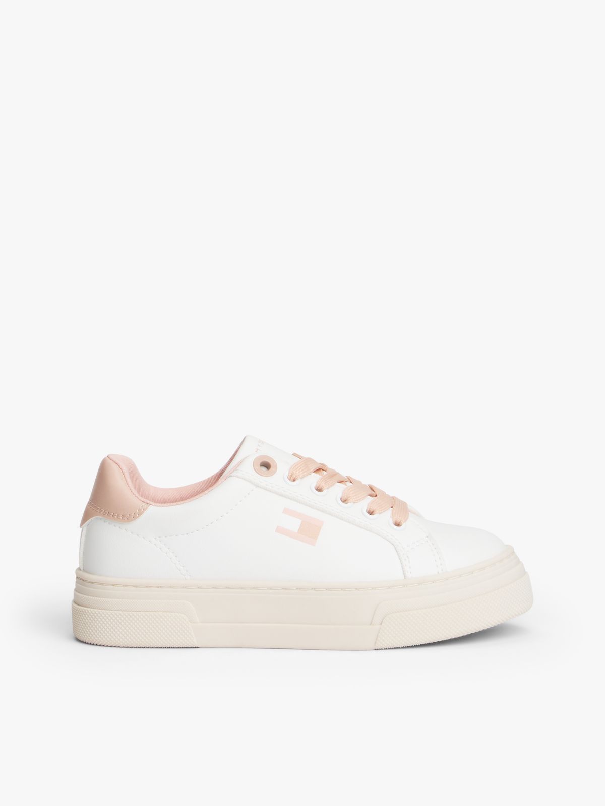 Contrast Heel Platform Trainers — White