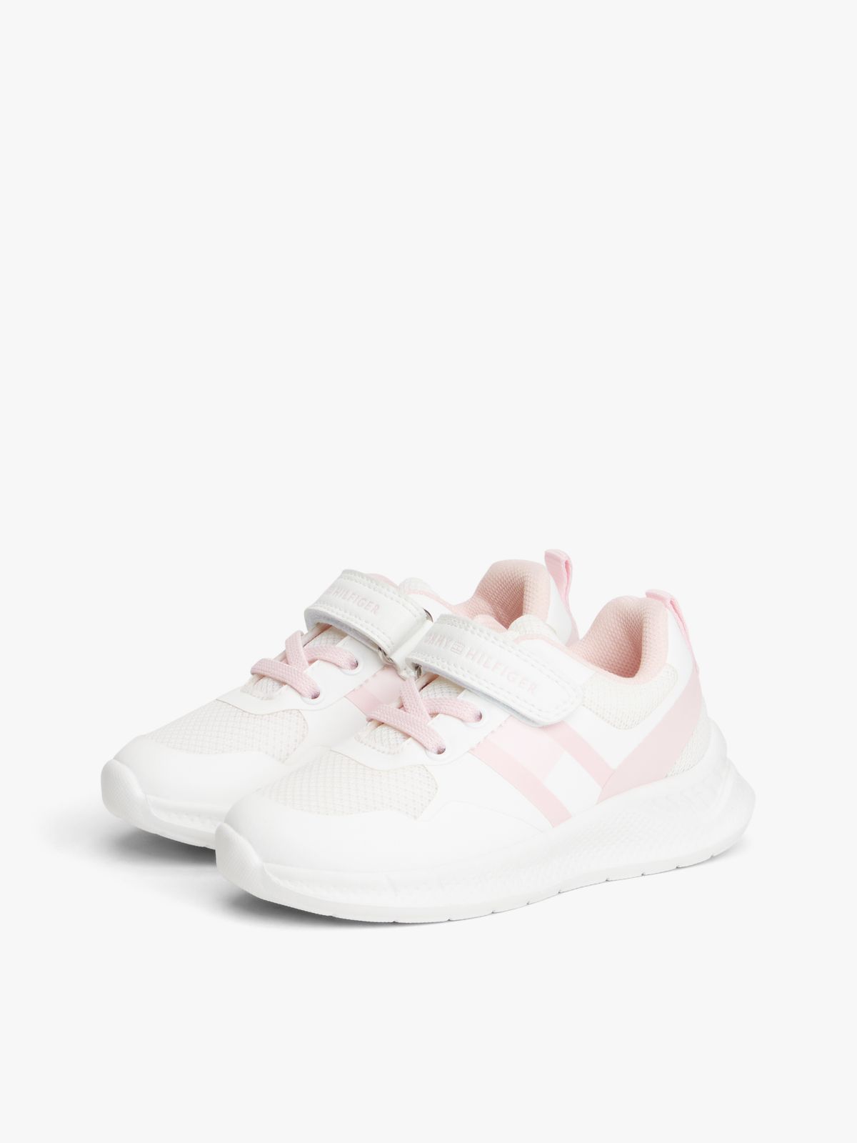 Logo Hook And Loop Trainers — White