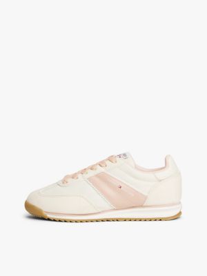 beige logo serrated trainers for girls tommy hilfiger