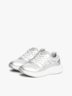 TH Monogram Metallic Chunky Trainers — Silver 2